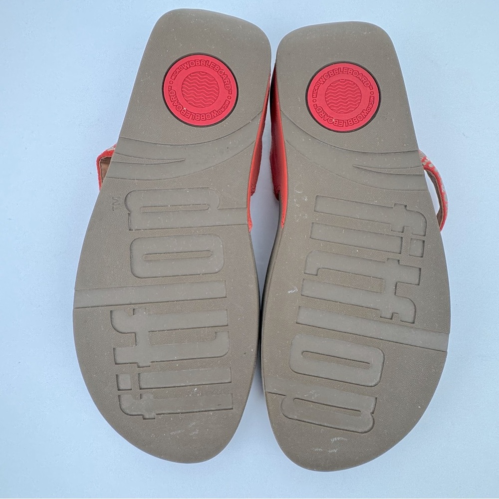 Fitflop Aztek Chada Women's Sandal Thong Slip-Ons. Size 9. Orange leather. - Picture 11 of 12